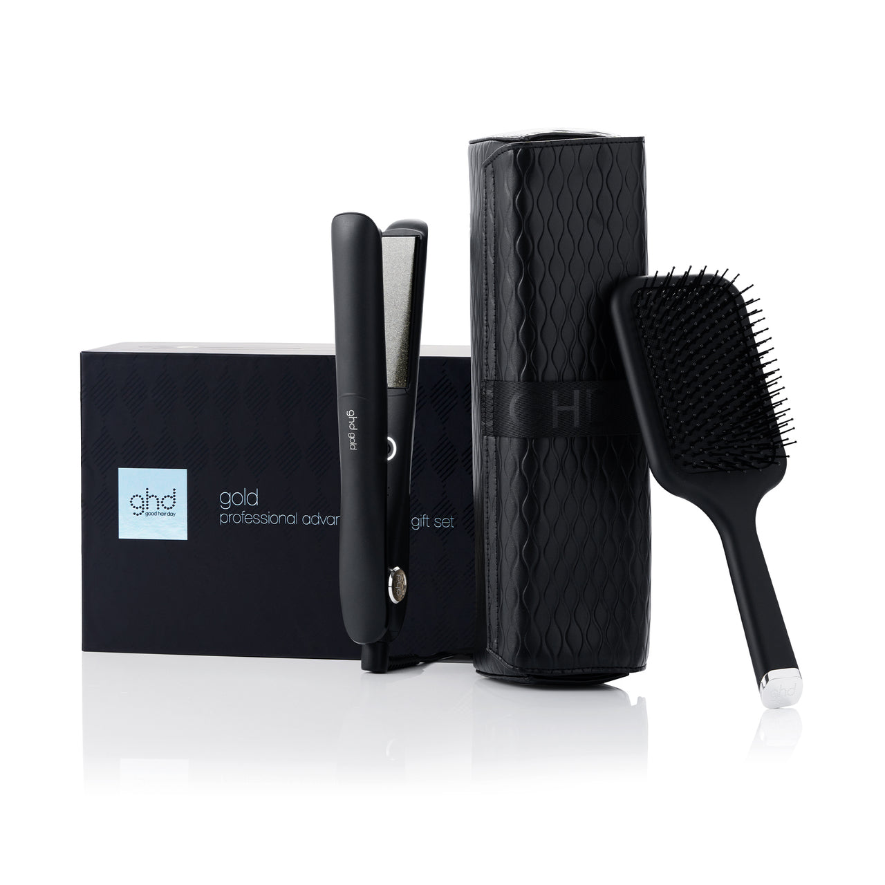 gold gift set hair straightener gift set with paddle brush