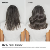 Thumbnail for Before and after comparison of hair volume with a person wearing a white sleeveless top.