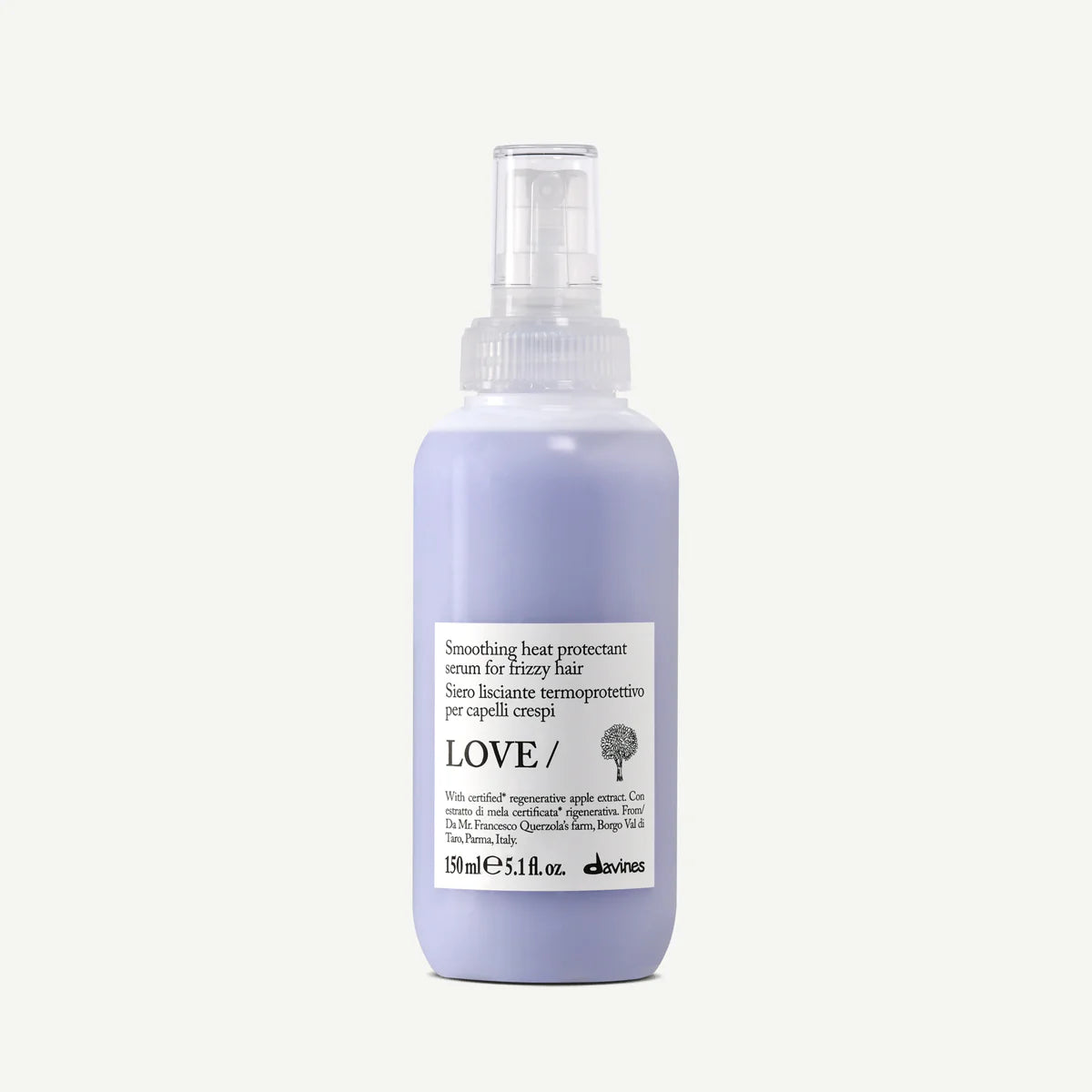 Hair care product bottle with label on a white background