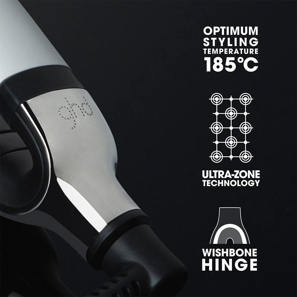 Hair dryer with features highlighted on a black background