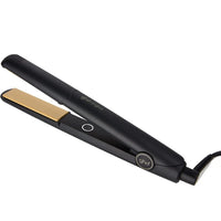 Thumbnail for Black and gold hair straightener with 'ghd' branding on a white background