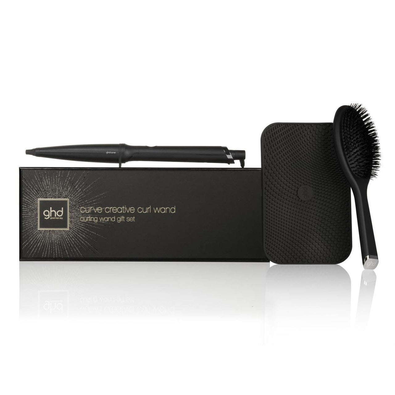 ghd creative curl wand with heat resistant mat and brush gift set