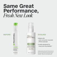 Thumbnail for Two bottles of Paul Mitchell hair products with text about performance and new look.