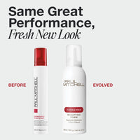 Thumbnail for Two bottles of Paul Mitchell hair products with text 'Same Great Performance, Fresh New Look' on a white background.