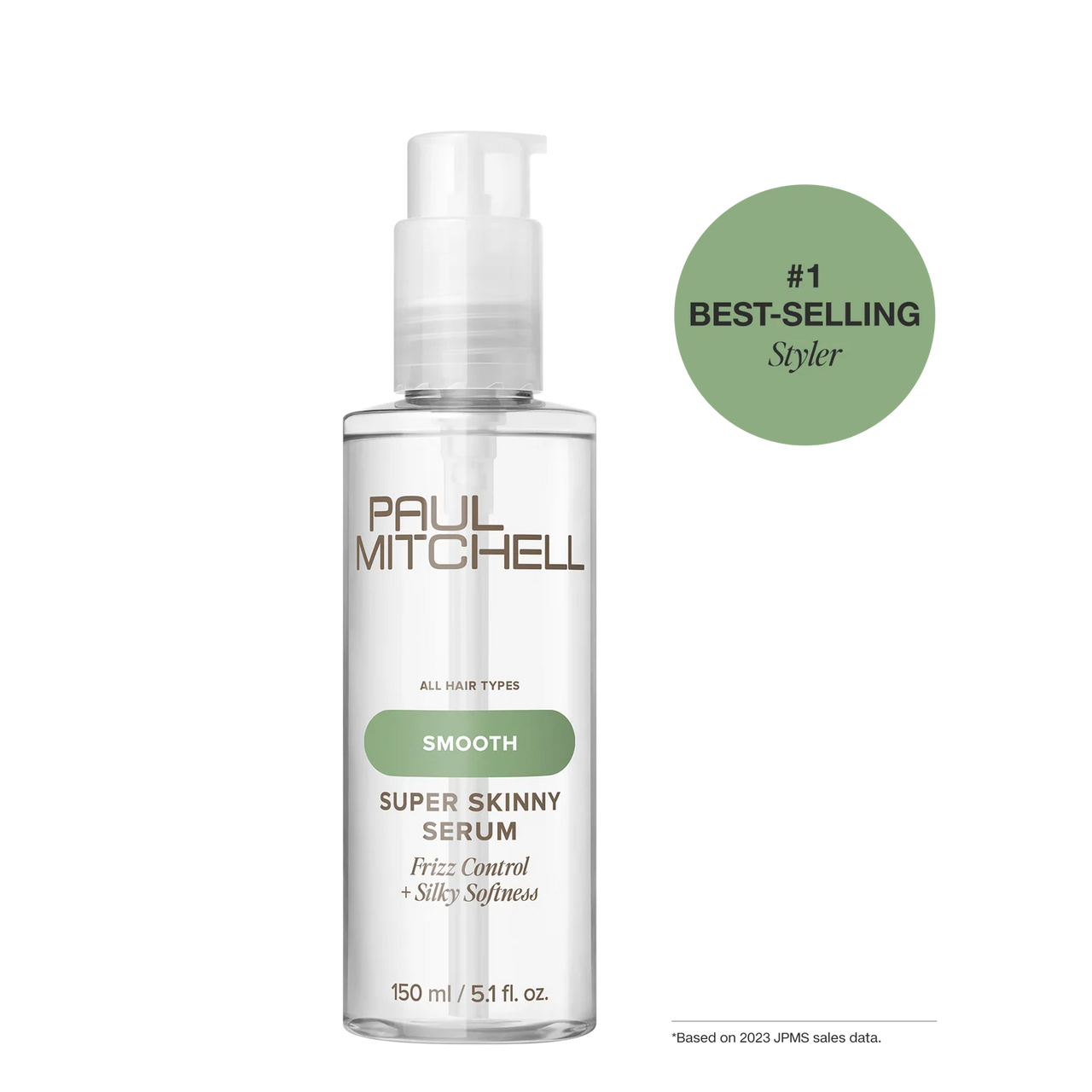 Bottle of Paul Mitchell Super Skinny Serum on a white background