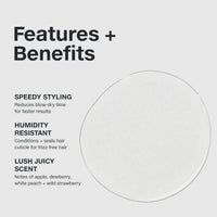 Thumbnail for List of features and benefits on a white background with a circular design element.