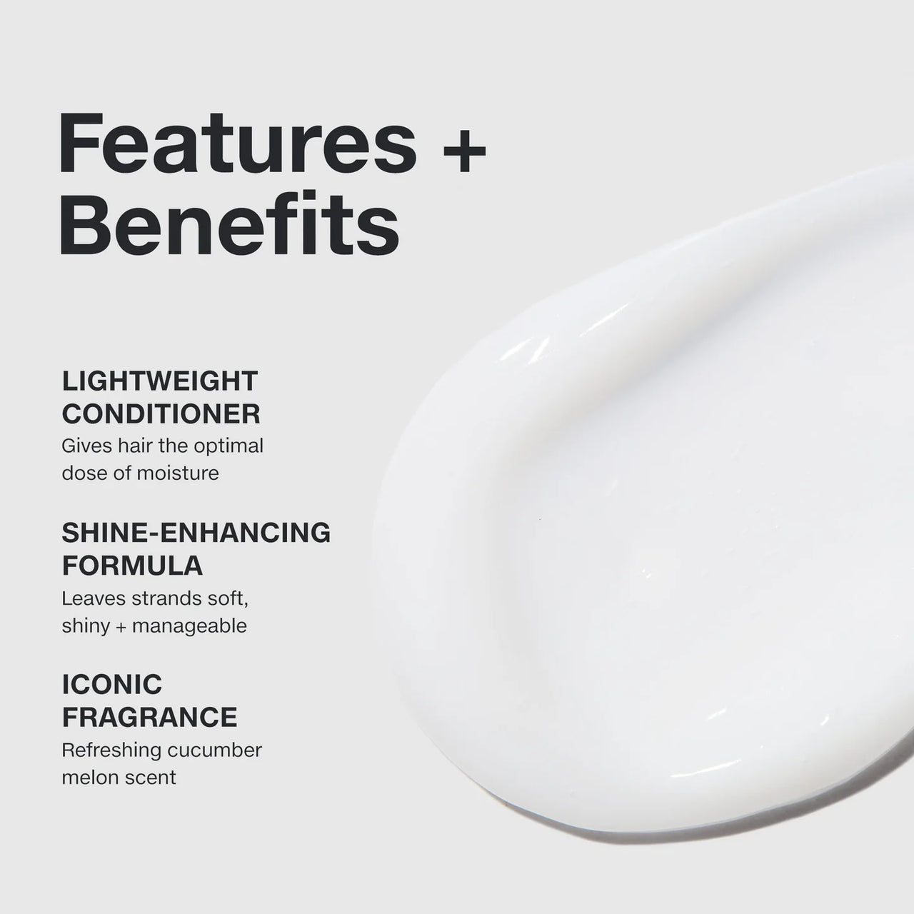 Product features and benefits listed on a white background with a close-up of a product.
