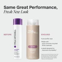 Thumbnail for Two bottles of Paul Mitchell shampoo with 'Before' and 'Evolved' labels on a white background.