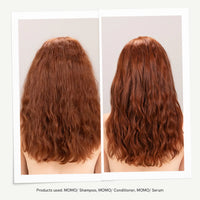 Thumbnail for Before and after comparison of red hair with MOMO hair care products.