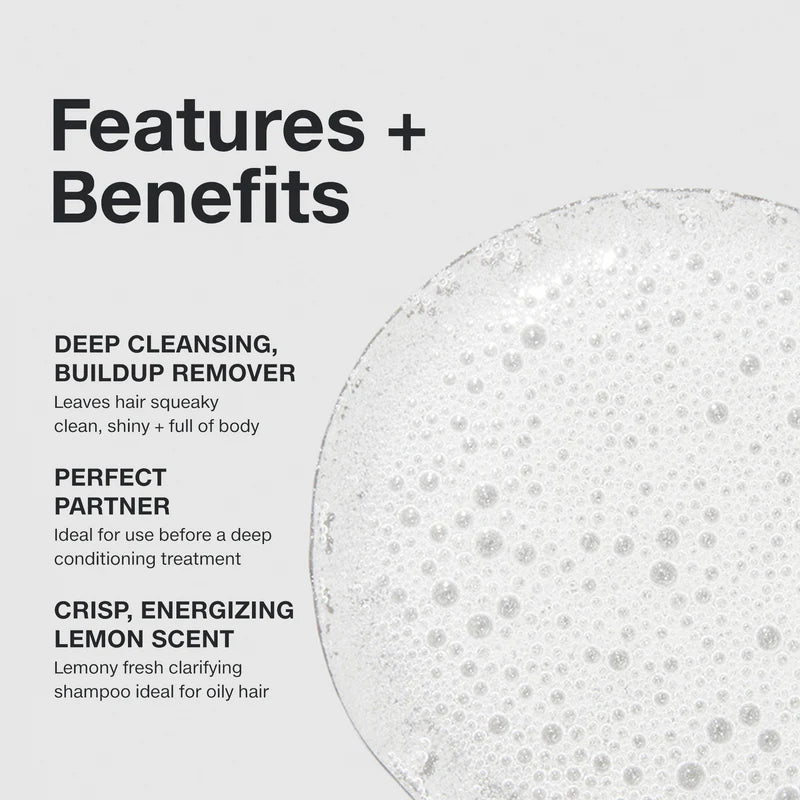 Product packaging with features and benefits listed on a light gray background