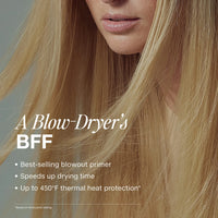 Thumbnail for Close-up of a person with blonde hair, featuring text about a blow-dryer product.