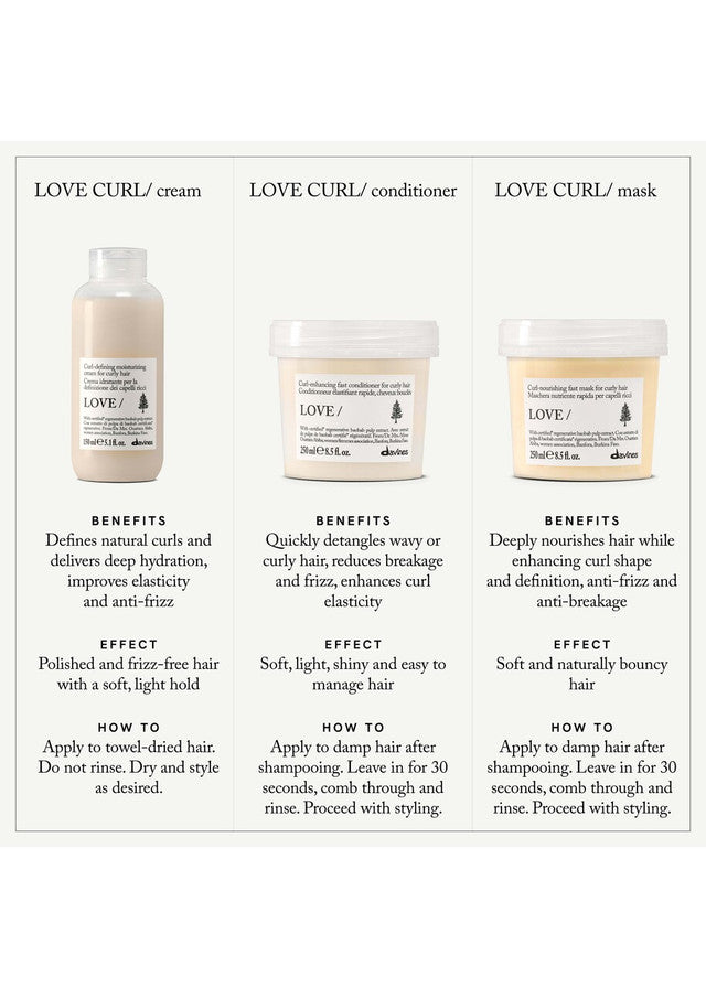 Three hair care products with labels and benefits on a white background