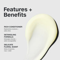 Thumbnail for White hairbrush with features and benefits text on a light gray background