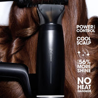 Thumbnail for Black hair dryer with text highlighting features on a white background