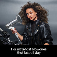 Thumbnail for Woman holding a hair dryer with text about ultra-fast blowdries.