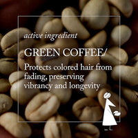 Thumbnail for Close-up of green coffee beans with text about their hair care benefits.