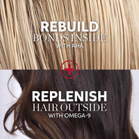 Thumbnail for Hair care product advertisement with text about rebuilding bonds inside and replenishing hair outside.